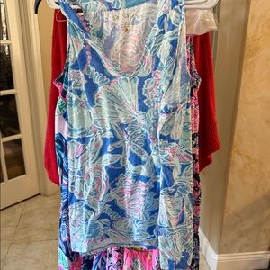 Lilly Pulitzer, tank top Blue and Pink Floral Sleeveless Top